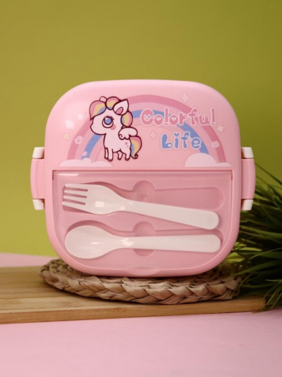Ланчбокс с ложкой и вилкой «Rainbow unicorn»