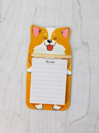 Блок для записей с карандашом магнитный «Corgi»