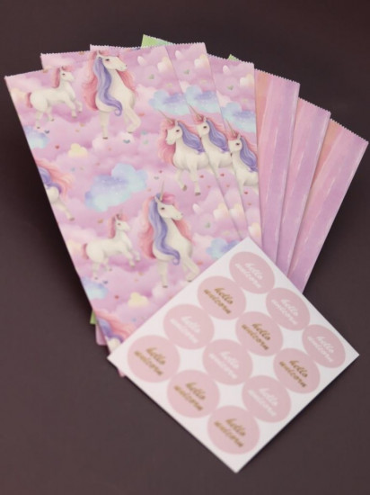 Набор подарочных пакетов с наклейками «Hello unicorn»