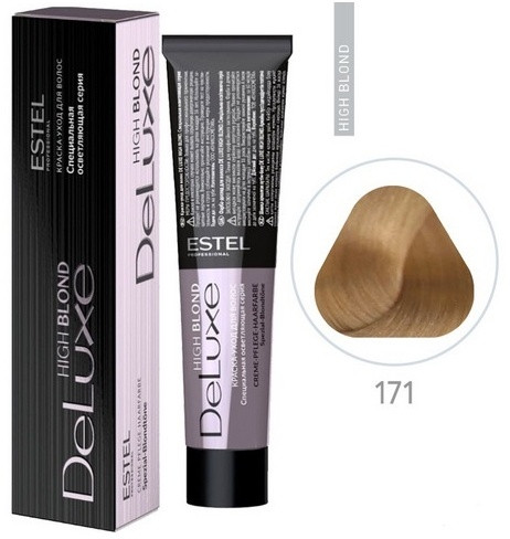 Крем-краска для волос «De Luxe High Blond», оттенок 171 Коричнево-пепельный блондин ультра
