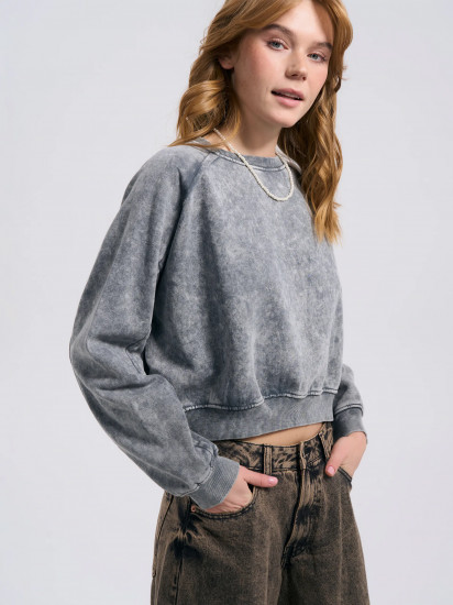 Свитшот женский утепленный с вареным эффектом и наружными швами