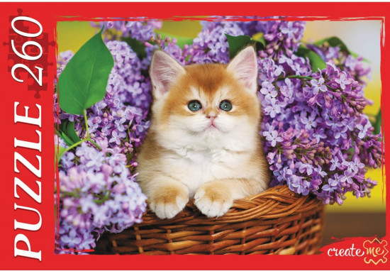 Пазл «Котёнок в цветах»