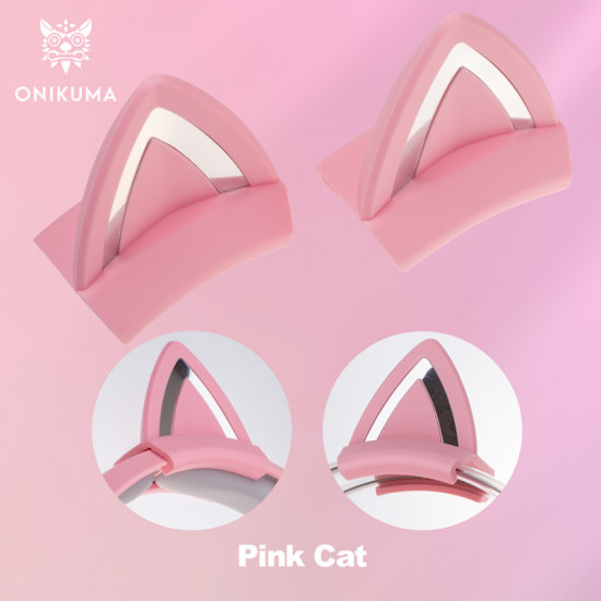 Ушки кошачьи накладные для наушников Onikuma Pink Cat
