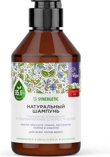 Натуральный бессульфатный шампунь «Глубокое очищение и тонизирование для роста волос»