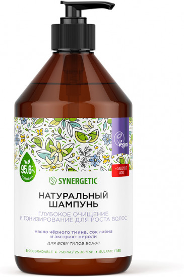 Натуральный бессульфатный шампунь «Глубокое очищение и тонизирование для роста волос»