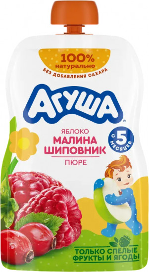 Пюре фруктовое «Яблоко-малина-шиповник»
