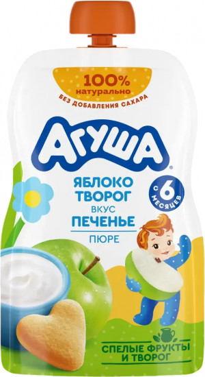 Пюре фруктовое «Яблоко-творог-печенье»