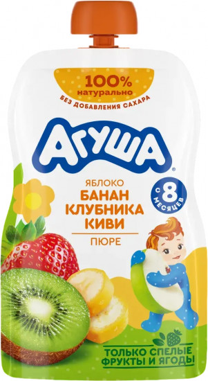 Пюре фруктовое «Яблоко-клубника-банан-киви»