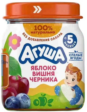 Пюре фруктовое «Яблоко-черника-вишня»