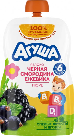 Пюре фруктово-ягодное «Яблоко-черная смородина-ежевика»