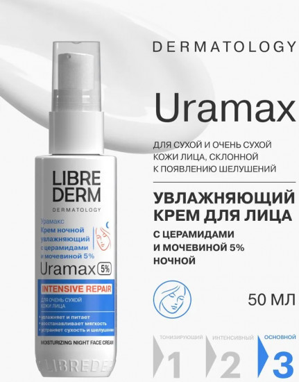 Крем ночной для лица с церамидами и мочевиной 5% «Intensive repair»