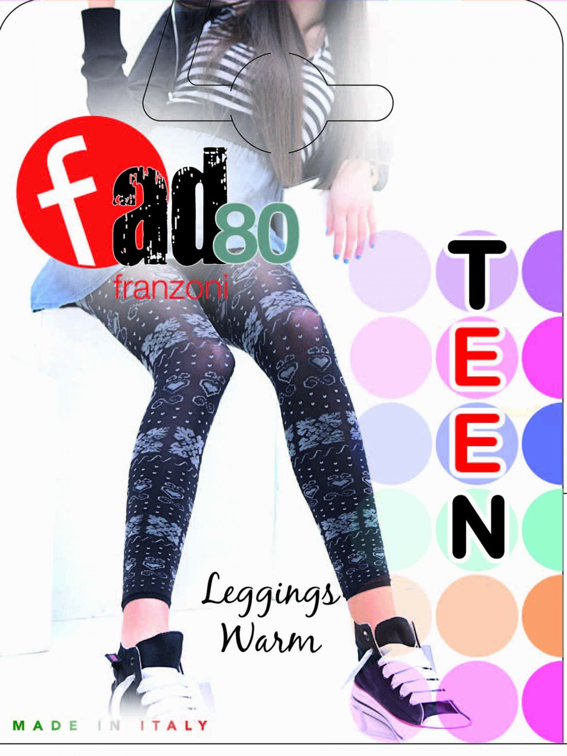 Леггинсы подростковые "Leggins Warm" (nero-grigio) | Franzoni