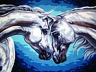 Канва с нанесенным рисунком "Пара коней"
