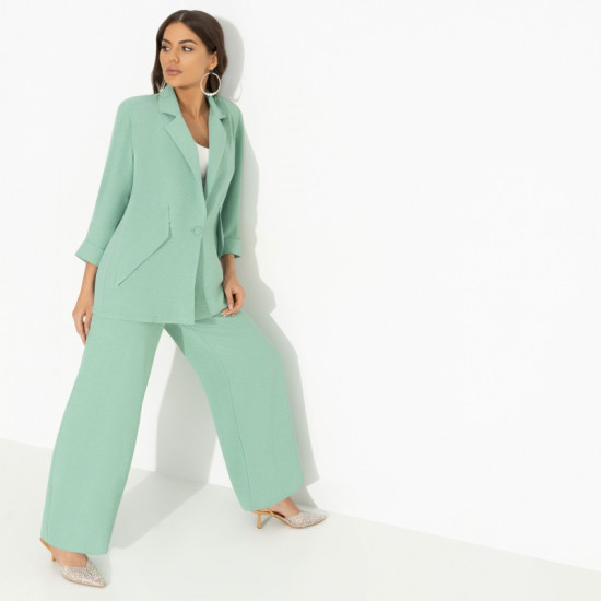 Брючный костюм женский из лёгкой ткани Стиль по-французски (green, 2 в 1)