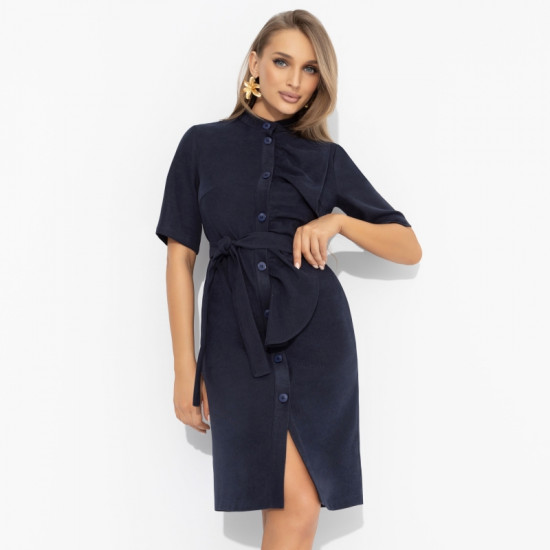 Платье женское с акцентным воланом Счастье свободы (blue, с поясом)