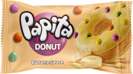 Кекс с какао-глазурью, банановой начинкой и цветным драже «Papita Donut»