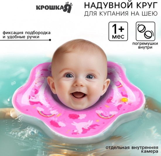 Круг для плавания новорожденных на шею «Единорог»