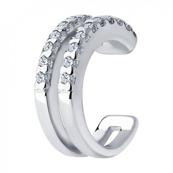 Серьга из серебра с фианитами