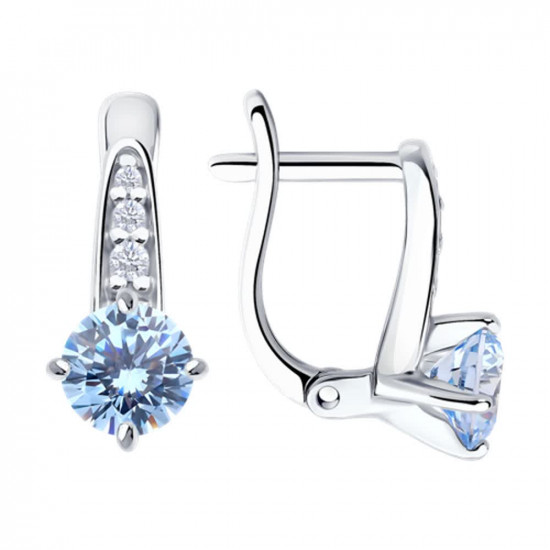Серьги из серебра с фианитами