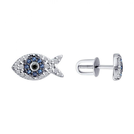 Серьги из серебра с фианитами