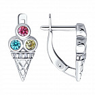 Серьги из серебра с фианитами