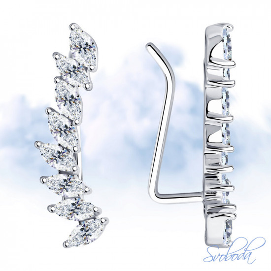 Серьги из серебра с фианитами