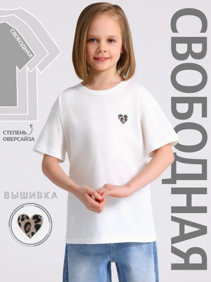 Футболка для девочек «Сердце лео вышивка»