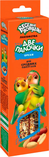 Лакомство для средних попугаев с орехами «Две палочки»