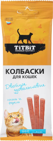 Лакомство для кошек «Колбаски с лососью и форелью»