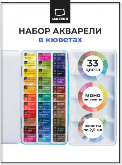Набор акварели в кюветах
