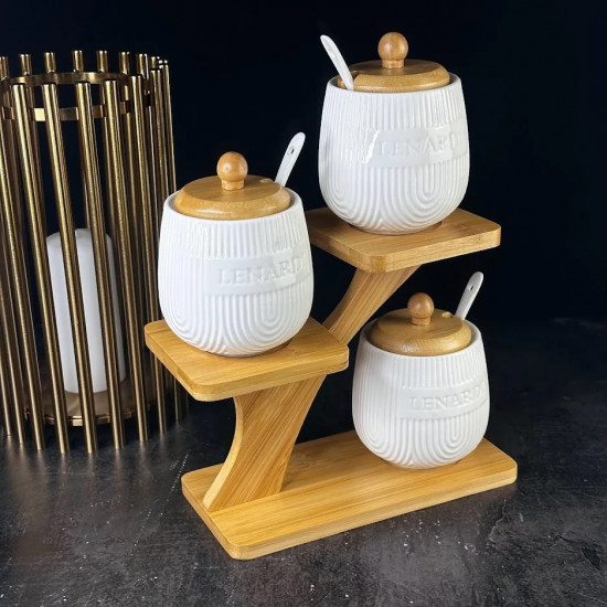 Набор банок с ложкой на подставке «Bamboo»