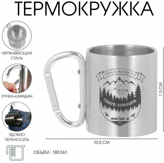 Термокружка с карабином «Начало жизни»