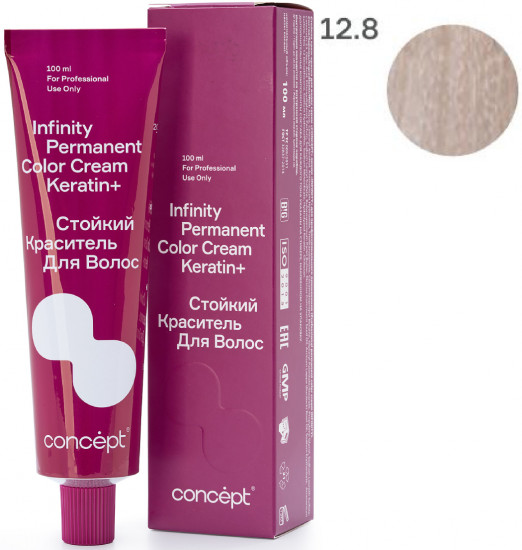 Краситель для волос стойкий «Permanent Color Cream Keratin+», оттенок 12.8 Экстра светлый блондин жемчужный