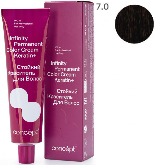 Краситель для волос стойкий «Permanent Color Cream Keratin+», оттенок 7.0 Светло-русый