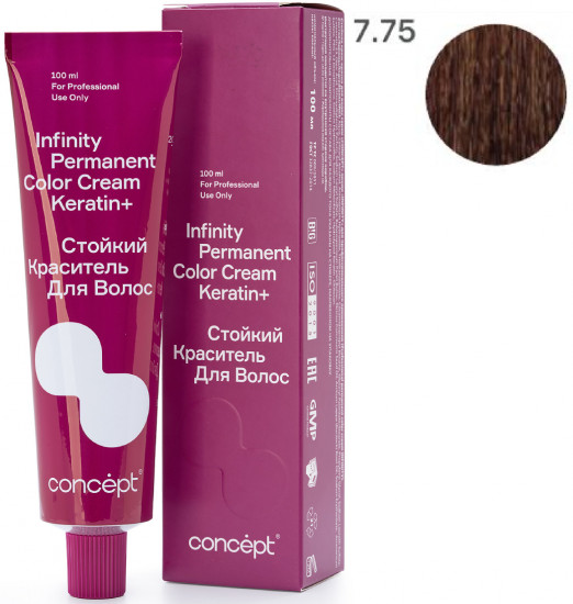 Краситель для волос стойкий «Permanent Color Cream Keratin+», оттенок 7.75 Светло-русый коричнево-красный