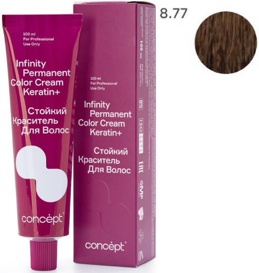 Краситель для волос стойкий «Permanent Color Cream Keratin+», оттенок 8.77 Блондин коричневый