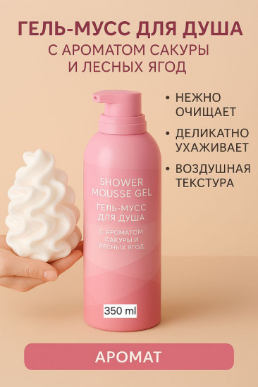 Гель-мусс для душа с ароматом сакуры и лесных ягод