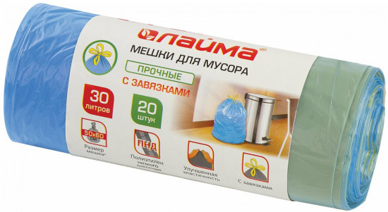 Мешки для мусора с завязками прочные