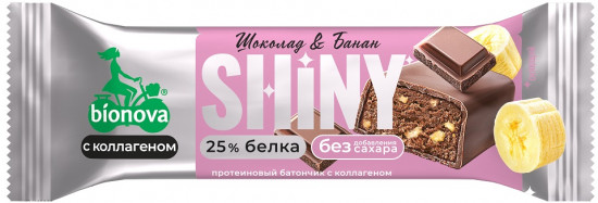 Батончик глазированный протеиновый с коллагеном Shiny «Шоколад и банан»