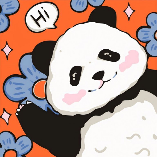 Картина по номерам «Panda with a flower»
