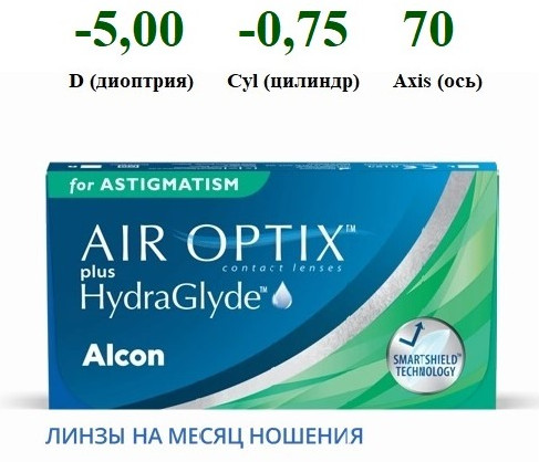 Контактные линзы «Air Optix plus Hydraglyde for Astigmatism»