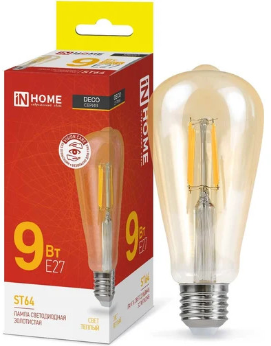 Лампа светодиодная LED-ST64-deco gold