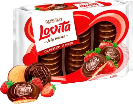 Печенье с желейной начинкой со вкусом клубники «Lovita Jelly»