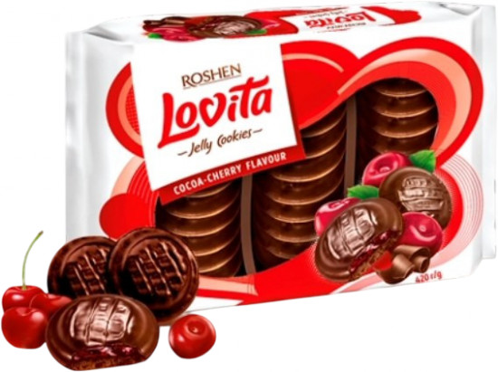 Печенье с желейной начинкой со вкусом какао-вишни «Lovita Jelly»