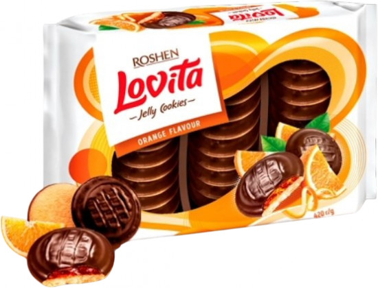 Печенье с желейной начинкой со вкусом апельсина «Lovita Jelly»