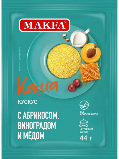 Кускус из твердой пшеницы с абрикосом, виноградом и медом