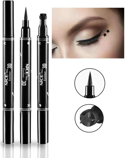 Подводка-фломастер для глаз со штампом 2 in 1 Eyeliner and tatu-stamp «Звезда», оттенок Черный