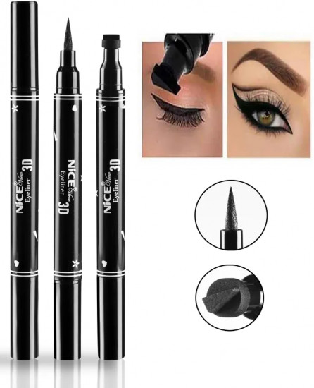 Подводка-фломастер для глаз со штампом 2 in 1 Eyeliner and tatu-stamp «Стрелка», оттенок Черный