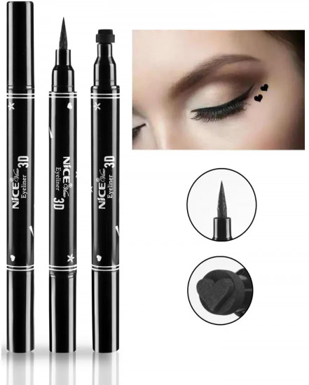 Подводка-фломастер для глаз со штампом 2 in 1 Eyeliner and tatu-stamp «Сердце», оттенок Черный