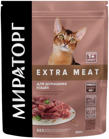 Корм сухой полнорационный для домашних кошек старше 1 года с говядиной Black Angus